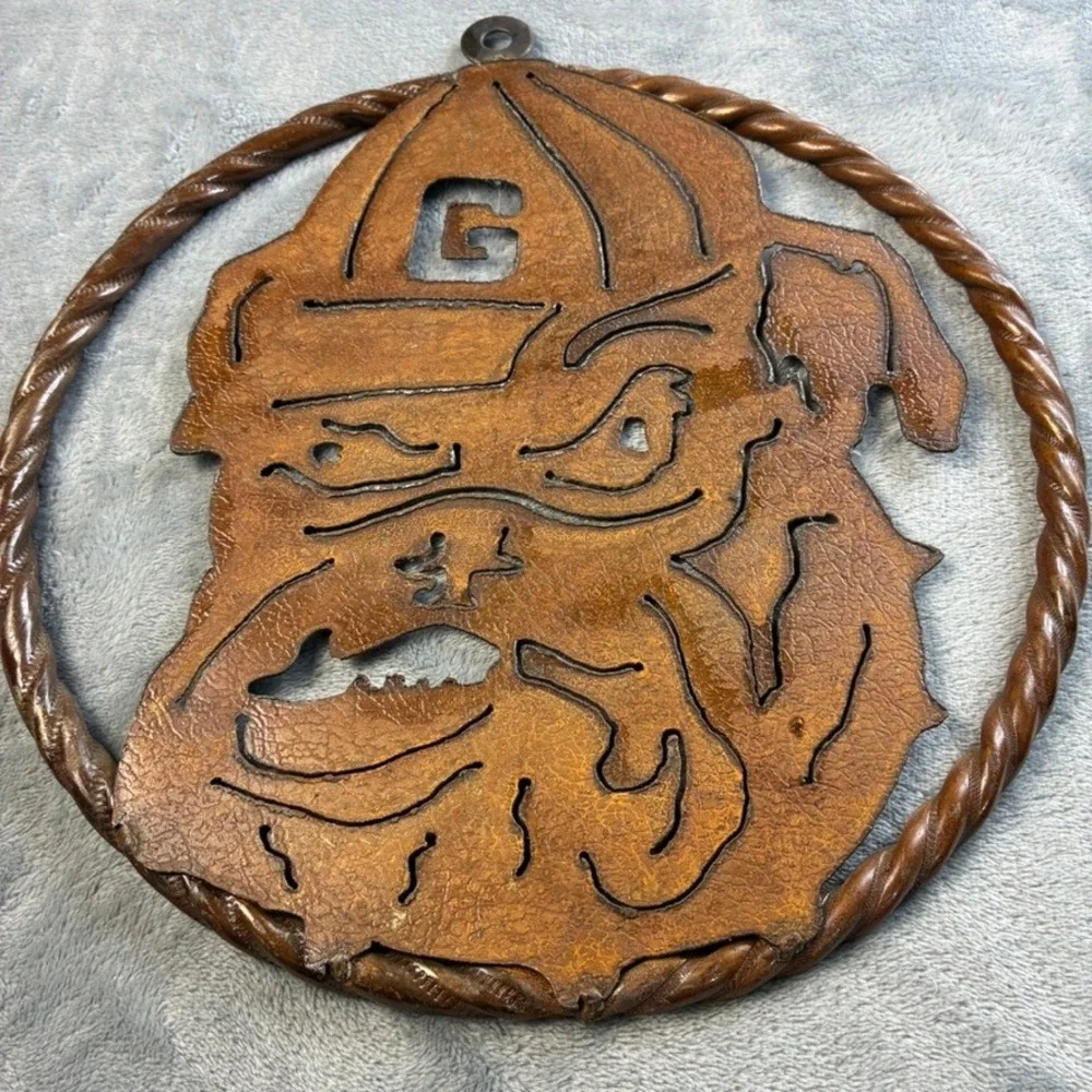 Georgia Bulldogs Metal Wall Art Rustic Copper Tone UGA Mascot Decor 12 Inch